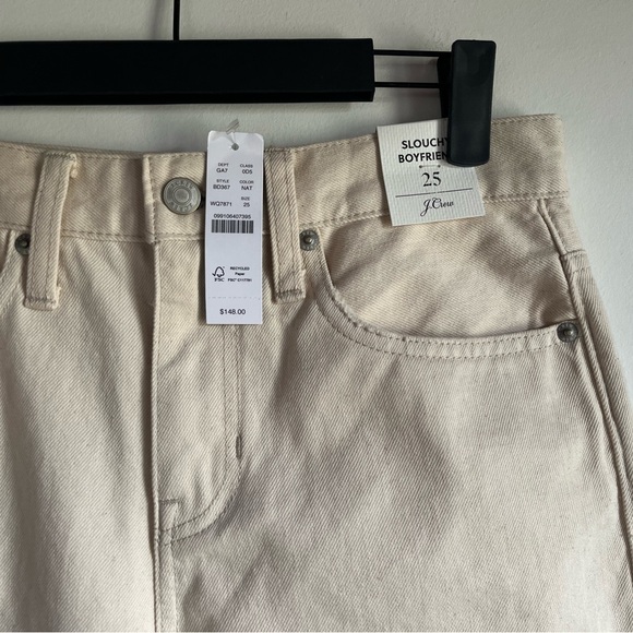NWT J Crew Slouchy Boyfriend Jean Size 25 in Cream Off-White Denim $148 BD367 - Picture 4 of 12